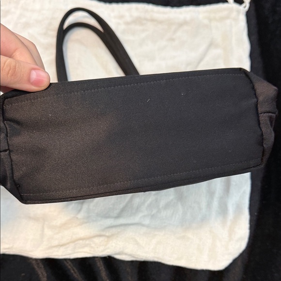 Prada Black Satin Mini Hand Bag with rosette appliqués. - Picture 5 of 9